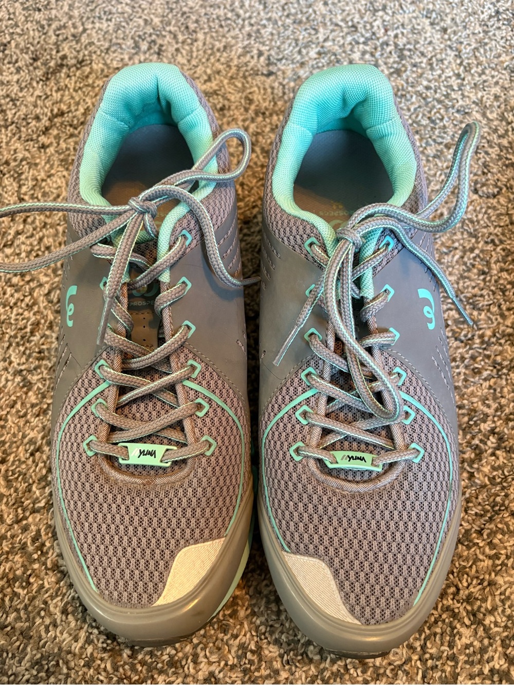 Women's Prospec Athletic Lace-Up Trainers in Gray with Teal Accents